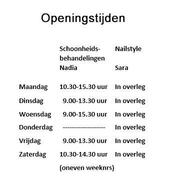 Openingstijden Hier worden de openingstijden weergegeven